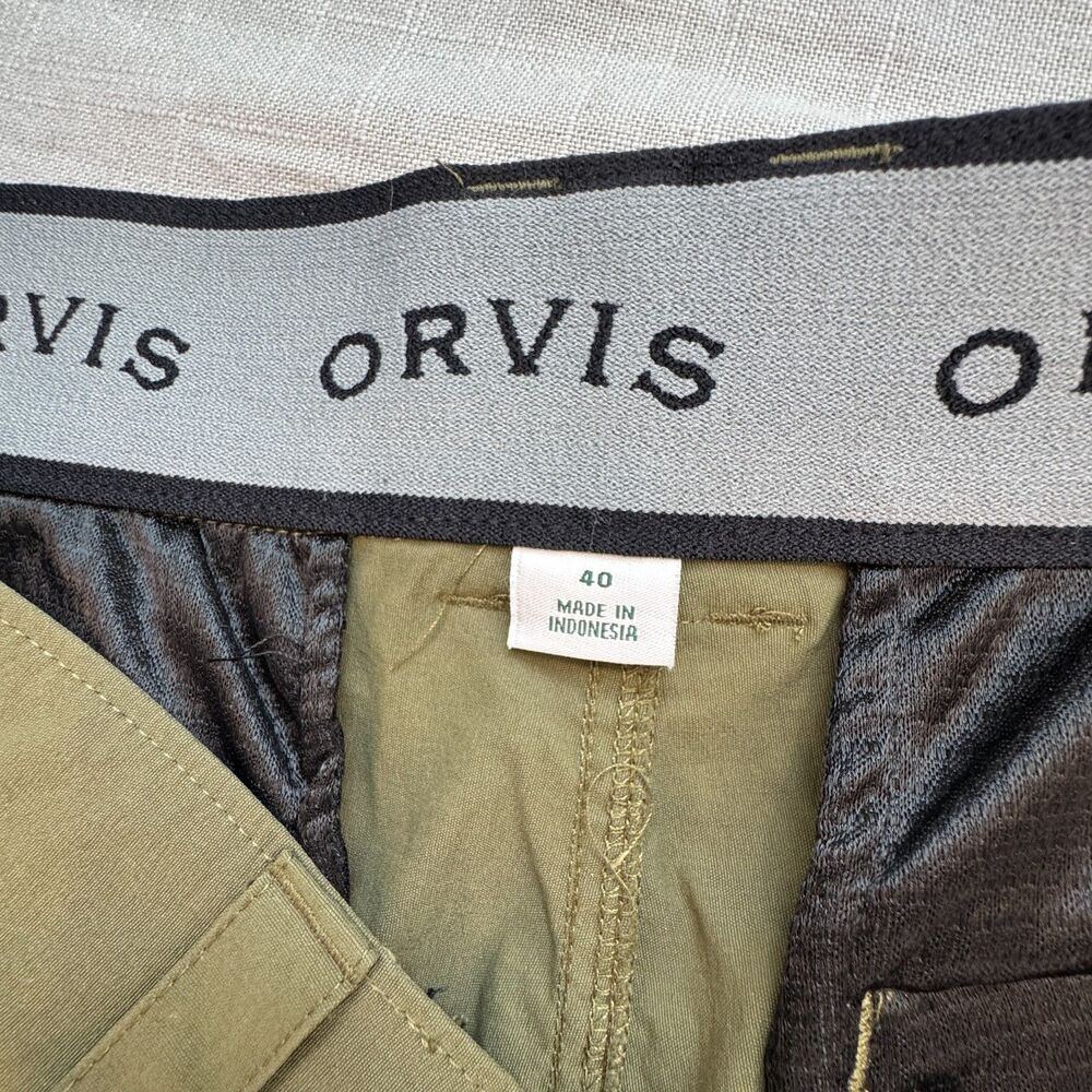 Orvis Men’s Size 40 Cargo Fishing Shorts Green Khaki Comfort Waistband Outdoor - Picture 2 of 11